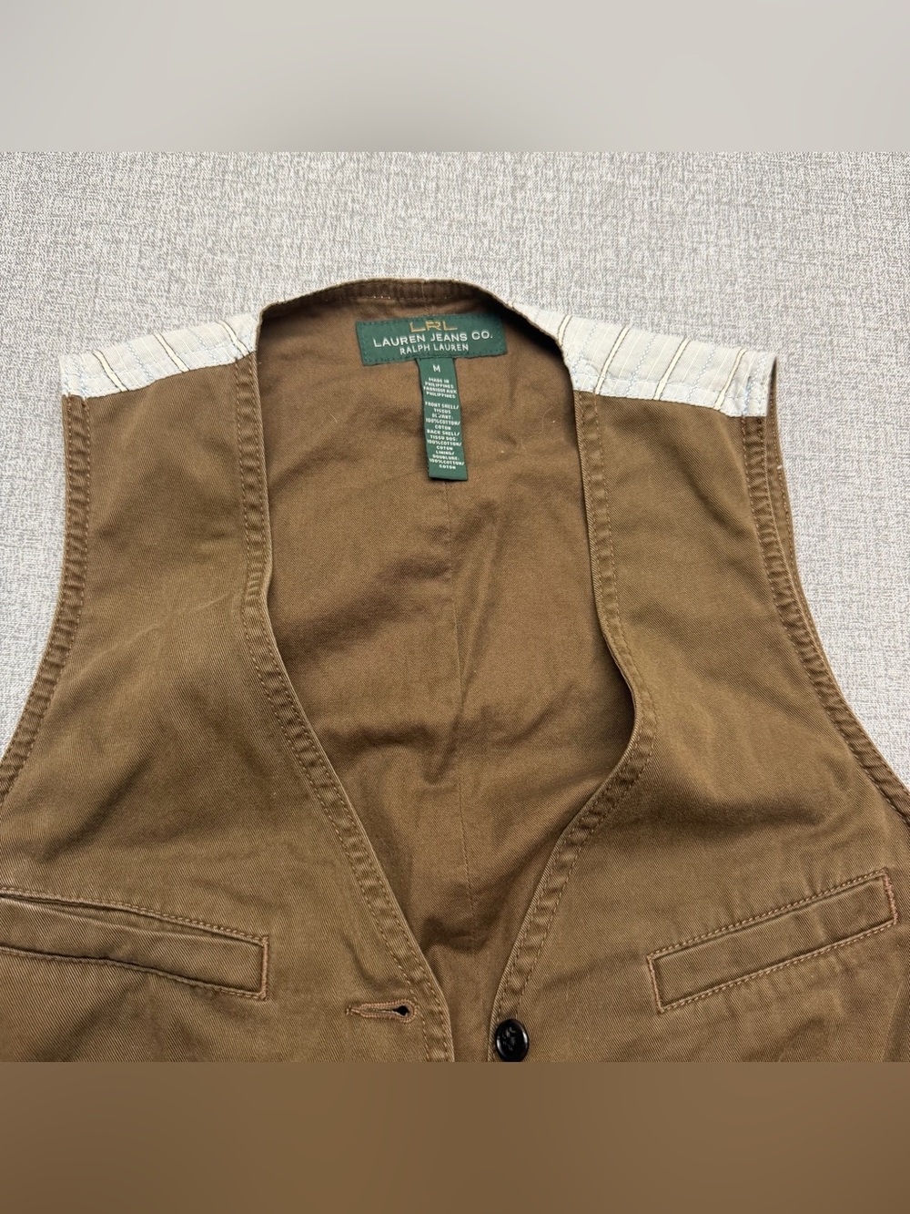 LRL Lauren Jeans Co. Ralph Lauren Brown Cotton Utility Vest - Picture 2 of 11